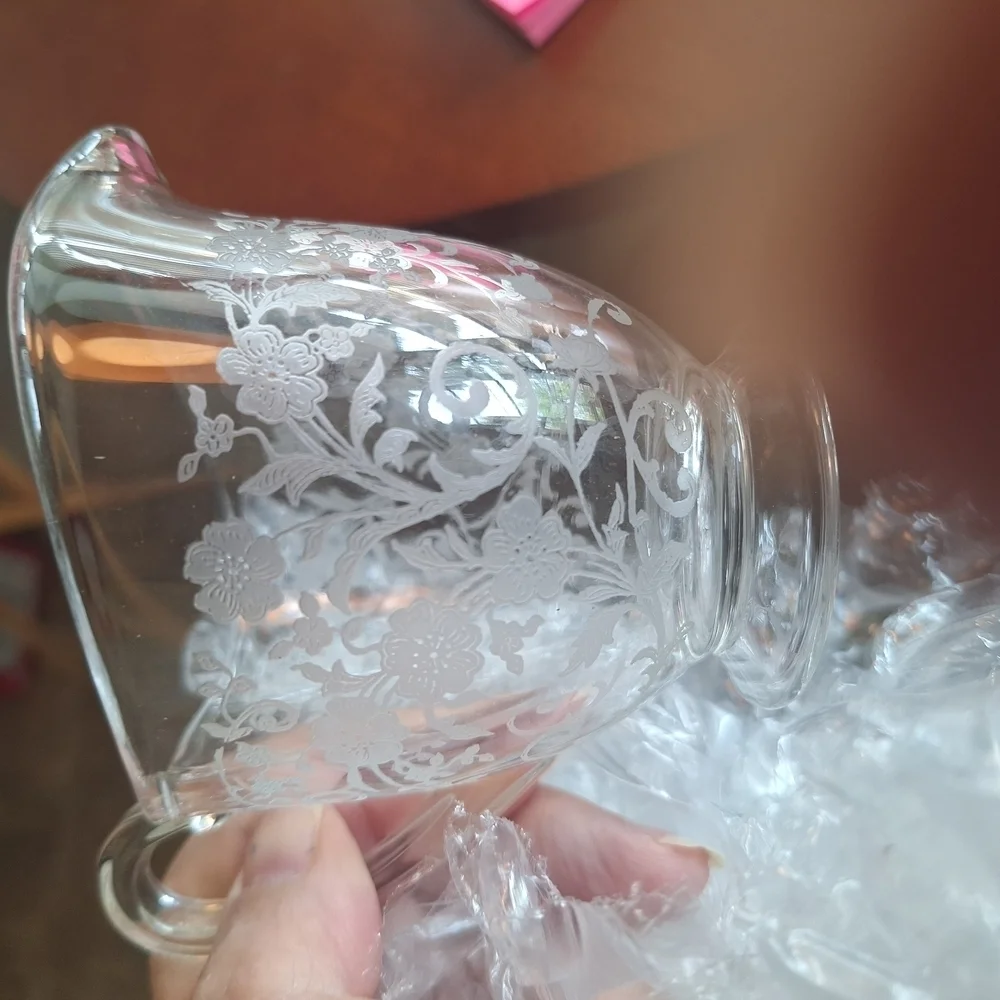 Fostonia ,Buttercup Floral Etched Glass Set